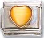 Cats-eye Yellow Heart Italian Charm Link