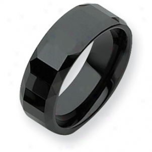 Ceramic Black 8mm Polished Band Ring - Sizing 10.5