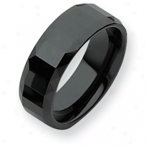 Ceramic Black 8mm Polished Band Ring - Size 11