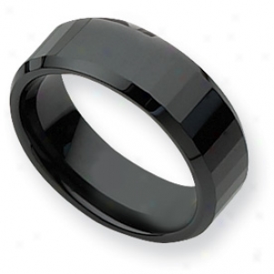 Ceramic Black 8mm Polished Band Ring - Size 11.5