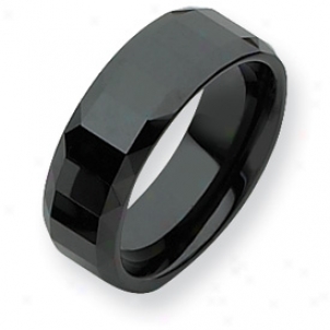 Ceramic Black 8mm Polished Band Ring - Size 12