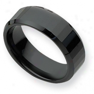 Ceramic Black 8mm Polished Band Ring - Size 13