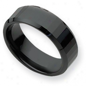 Ceramic Black 8mm Polished Band Ring - Sizze 7