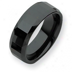 Ceramic Black 8mm Polished Band Ring - Size 7.5
