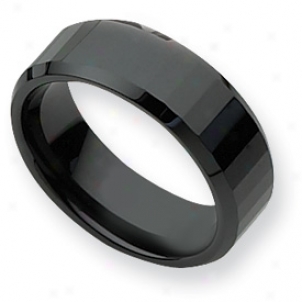 Ceramic Black 8mm Polished Band Ring - Size 8