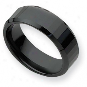 Ceramic Black 8mm Polished Band Ring - Size 9.5