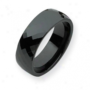 Ceramic Dismal Faceted 7.5mm Polished Band Circle - Size 13