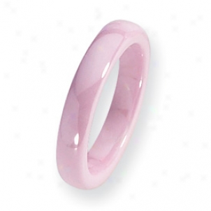 Ceramic Pink 4mm Polished Band Ring - Sze 5.5