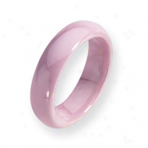 Ceramic Pink 5.5mm Polished Band Ring - Size 6