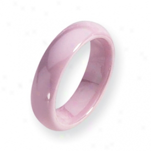 Ceramic Pink 5.5mm Polished Band Ring - Size 7.5