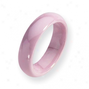 Ceramic Pink 5.5mm Polished Band Ring - Size 8