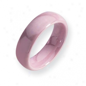 Ceramic Pink 6mm Polished Band Ring - Size 5.5