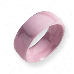 Ceramic Pink 8mm Polished Band Ring - Size 5.5