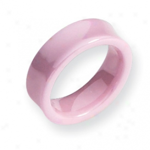 Ceramic Pink Concave 7mm Classic Band Ring - Sizs 6
