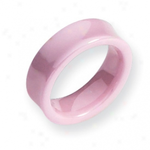 Cerami Pink Concave 7mm Polished Band Ring - Size 7.5