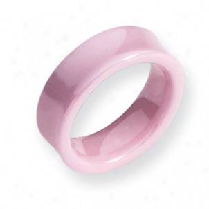 Ceramic Pink Concave 7mm Polished Band Ring - Size 9