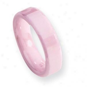 Ceramic Pink Faceted 5.5mm Polished Band Ring - Size 6.5