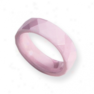 Ceramic Pink Faceted 6mm Polished Band Race-course - Size 5