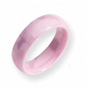 Ceramic Pini Faceted 6mm Polished Band Ring - Size 6.5