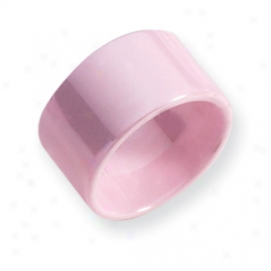 Ceramic Pink Simpleton 12mm Polished Band Rong - Size 9