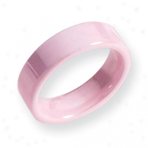 Ceramic Pink Flat 6mm Refined Band Ring - Size 5.5