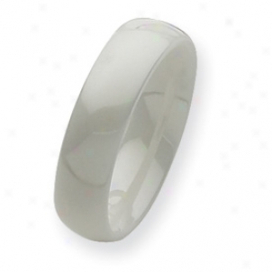 Ceramic White 6mm Poloshed Band Ring - Size 5.5