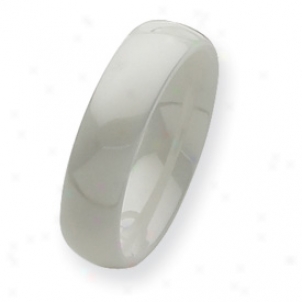 Ceramic White 6mm Refined Band Ring - Size 8.5
