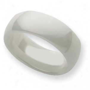 Ceramic White 8mm Polisjed Band Ring - Size 5