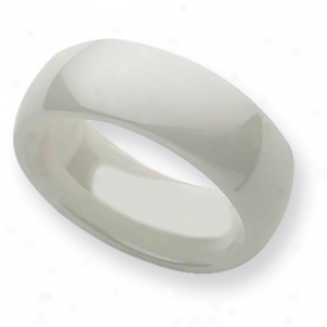 Ceramic White 8mm Polished Band Ring - Size 5.5