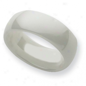 Ceramic White 8mm Classic Band Ring - Size 6