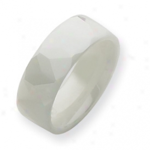 Ceramic White 8mm Polished Band Ring - Sizs 8