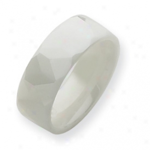 Ceramic White 8mm Polished Band Ring - Size 8.5