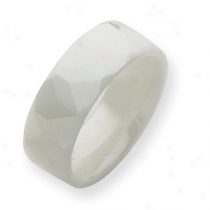 Ceramic White 8mm Polished Band Ring - Size 9