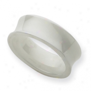 Cerwmic White Concave 8mm Polished Band Clique - Size 5