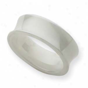 Ceramic White Concave 8mm Polished Band Ring - Size 5.5