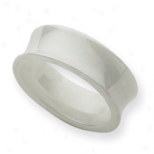 Ceramic White Concave 8mm Polished Band Ring - Size 7