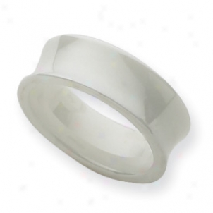 Ceramic White Concave 8mm Polished Band Ring - Size 9