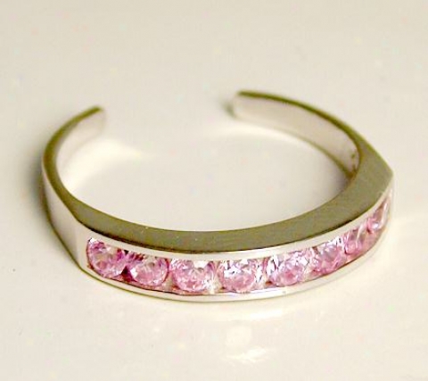 Channel-set Pink Cubic Zirconia Cz Eternity Toe Ring