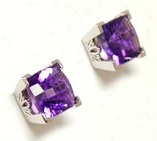 Checkerboard Amethyst Earrings