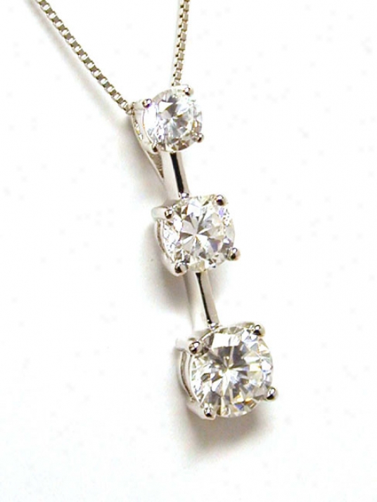 Cubic Zirconia Cz Round Present Psst And Future Pendant