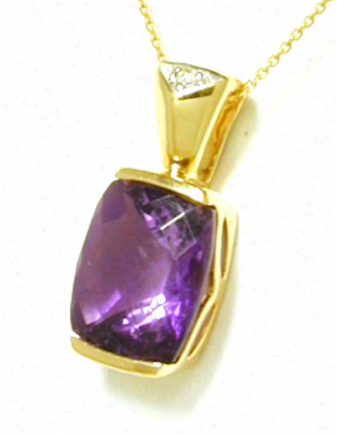 Cushion-cut Amethyst & ;Diamond Pendant