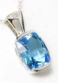 Cushion-cut Blue Topaz & Diamond Pendant