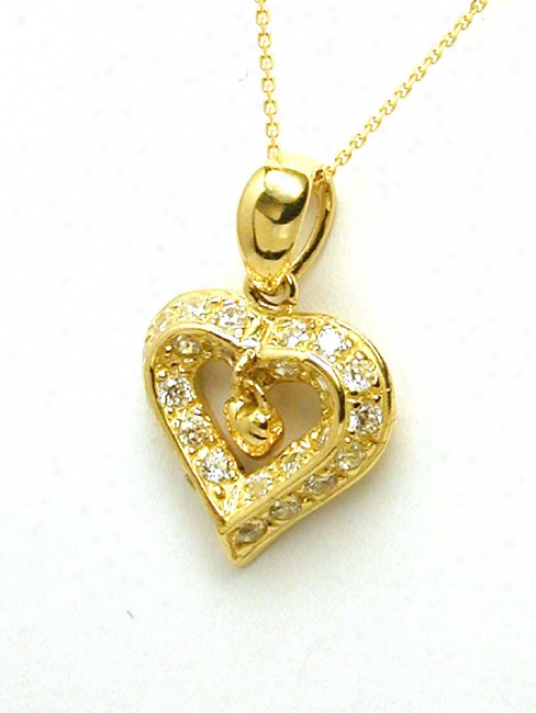 Dangling Twice Heart Cubic Zirconia Cz Pendant