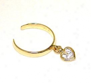 Dangling Heart Cubic Zirconia Cz Adjustable Toe Ring