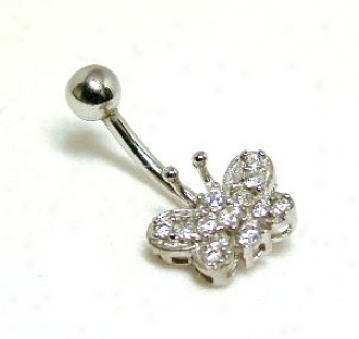 Elegant Cubic Zirconia Cz Butterfly Belly Ring