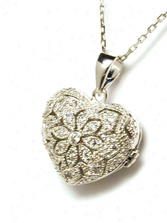 Elegant Cuvic Zirconia Cz Heart Locket Pendant