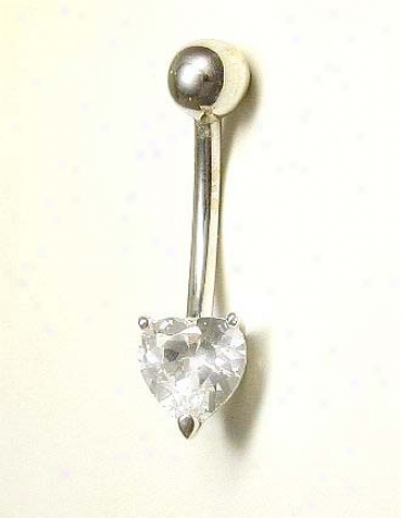 Elegany Heart Cubic Zirconiia Cz Belly Ring