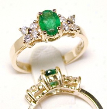 Eleant Oval Emerald & Diamond Ring