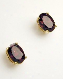 Polished Oval Garnet Stud Earrings