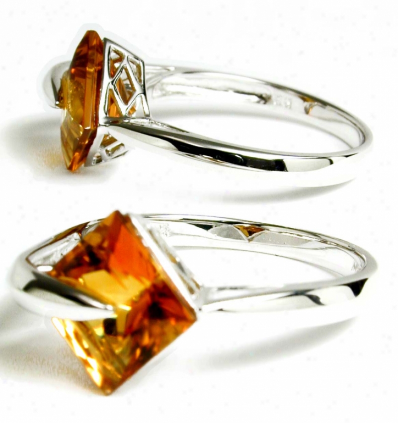 Elegant Princess Citrine Modern Ring